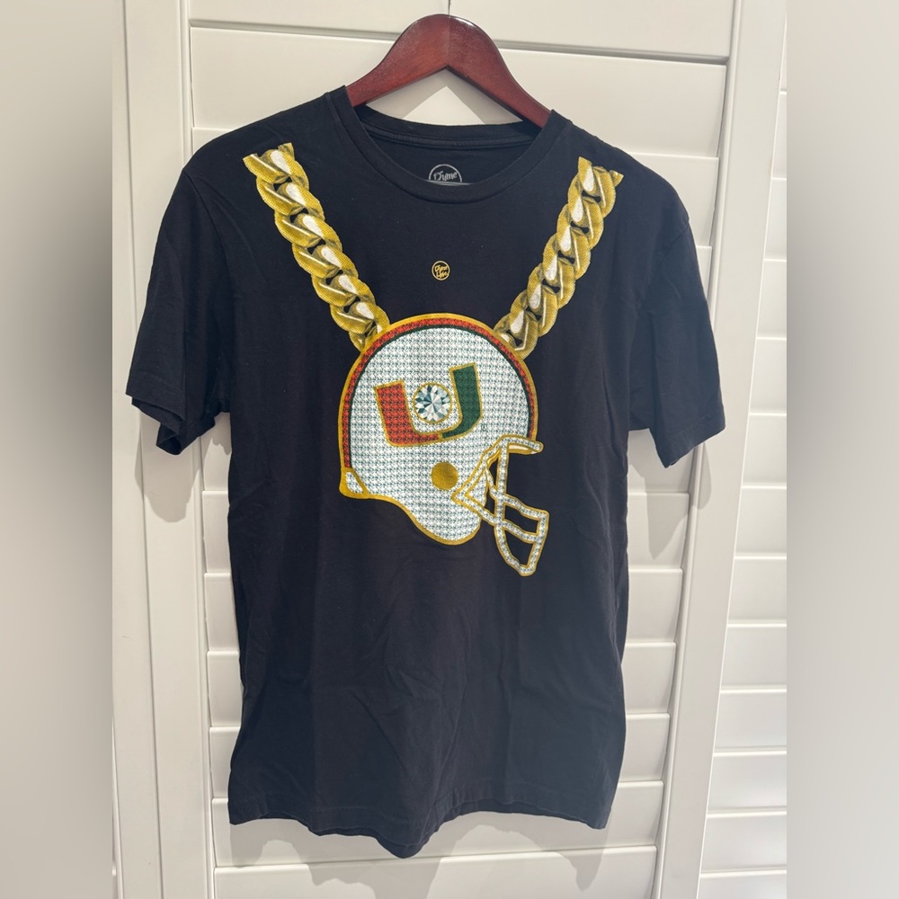 Miami Hurricanes Dyme Lyfe Men's M Black Turnover Chain T-Shirt